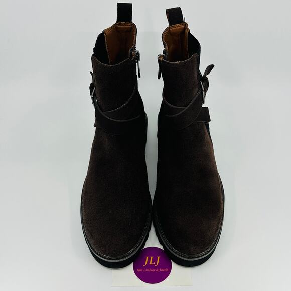Donald Pliner Women's Captain Dark Brown Suede Buckle Booties Size 6.5 - Picture 4 of 12